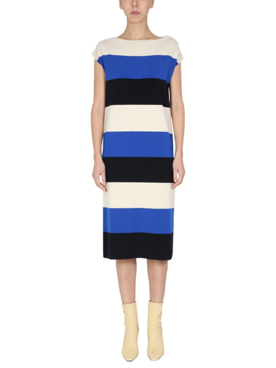 Shop Woolrich Long Knit Dress In Multicolour