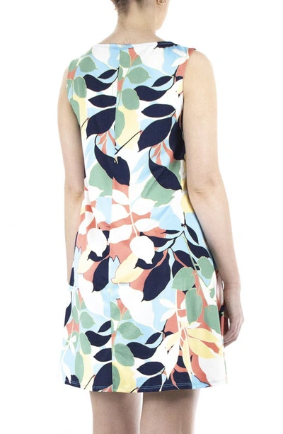 Shop Nina Leonard Scoop Neck Sleeveless Dress In Navy Carolina Palm Beach