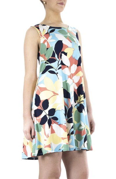 Shop Nina Leonard Scoop Neck Sleeveless Dress In Navy Carolina Palm Beach