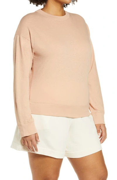 Shop Vince Cotton & Linen Sweatshirt In Light Blush Sand