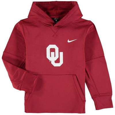 Shop Nike Youth  Crimson Oklahoma Sooners Logo Ko Pullover Performance Hoodie
