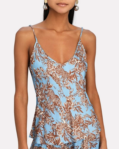 Shop L Agence Lexi Printed Satin Camisole In Blue-med