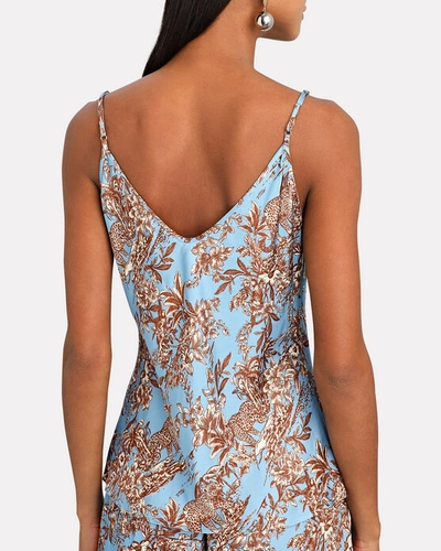 Shop L Agence Lexi Printed Satin Camisole In Blue-med
