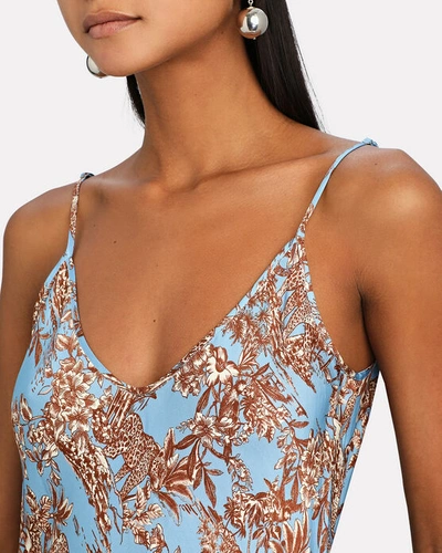 Shop L Agence Lexi Printed Satin Camisole In Blue-med