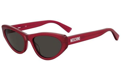 Shop Moschino Grey Cat Eye Ladies Sunglasses Mos077s Lhf 56 In Red. / Grey