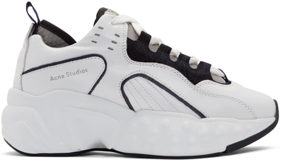Shop Acne Studios White & Navy Manhattan Sneakers In White/navy