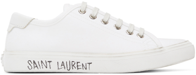 Shop Saint Laurent White Canvas Malibu Sneakers In 9030 Wh/blk