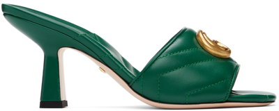 Shop Gucci Green Matelassé Double G Sandals In 3120 Emerald