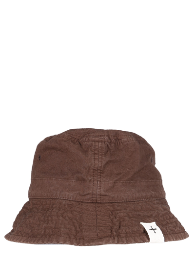 Shop Jil Sander Bucket Hat With Logo Label In Brown