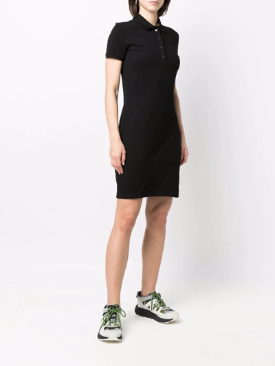 Shop Lacoste Logo-patch Detail Polo Dress In Black