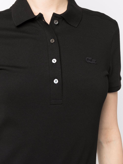 Shop Lacoste Logo-patch Detail Polo Dress In Black