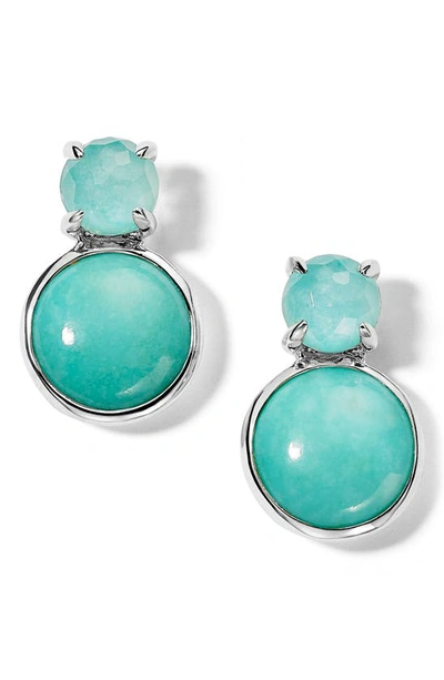 Shop Ippolita Rock Candy Luce Small Snowman Earrings In Silver/ Amazonite/ Turquoise