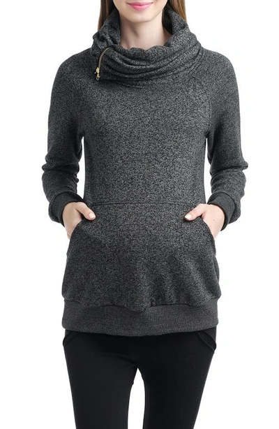 Shop Kimi And Kai 'thea' Zip Collar Maternity Sweatshirt In Black