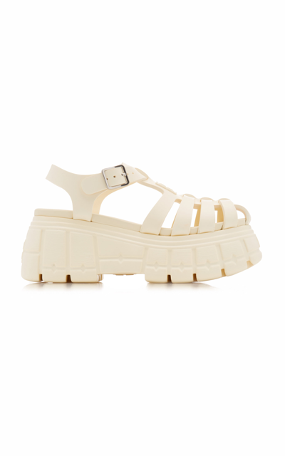 Shop Miu Miu Caged Platform Sandals In White