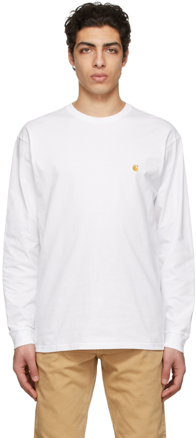 Shop Carhartt White Chase T-shirt In 00rxx White / Gold