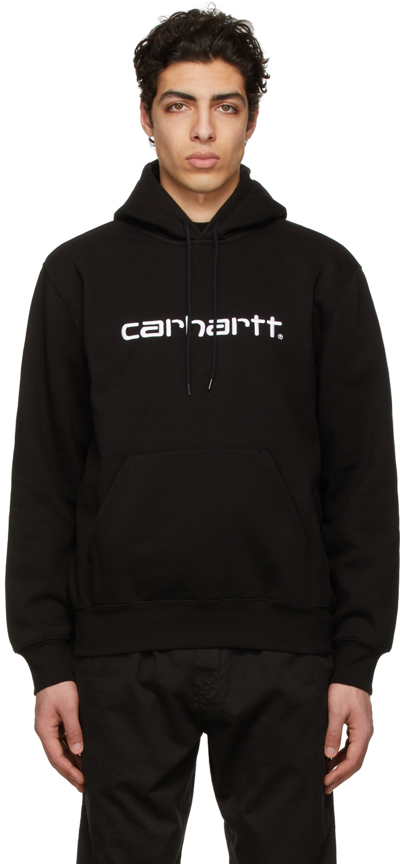 Shop Carhartt Black Cotton Hoodie In 0d2xx Black / White