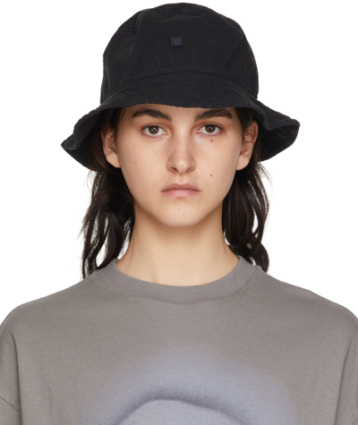 Shop Acne Studios Black Buko Face Bucket Hat In 900 Black