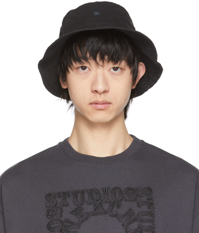 Shop Acne Studios Black Buko Face Bucket Hat In 900 Black