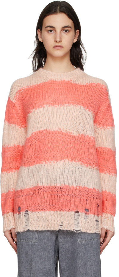 Shop Acne Studios Pink Kalia Sweater In Cv0 Pale Pink/fluo P