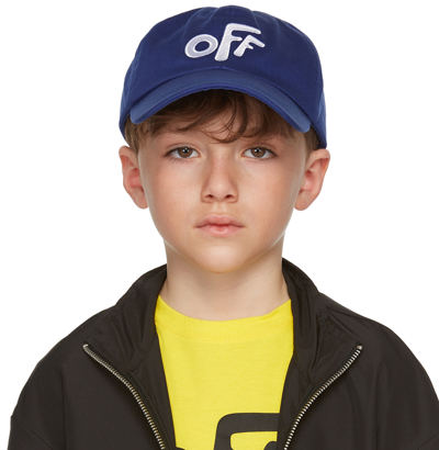 Off-white Logo Embroidered Cotton Baseball Cap In Blue White