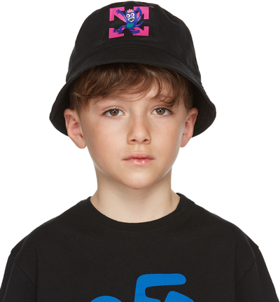 Shop Off-white Kids Black Monster Bucket Hat In Black Fuchsia