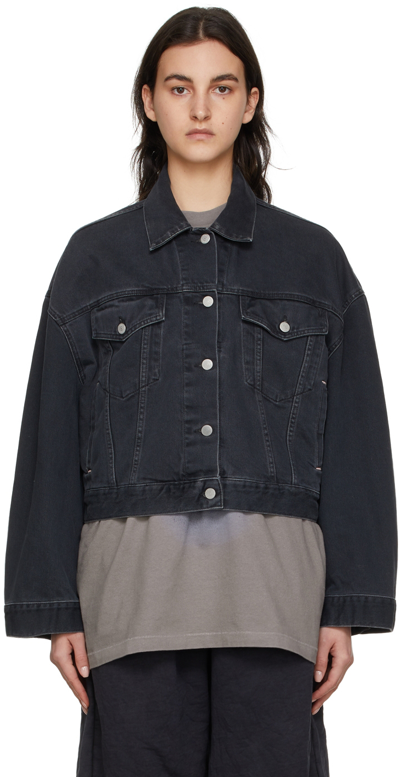 Shop Acne Studios Grey Morris Denim Jacket In Aa3 Dk Grey