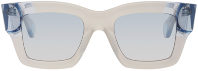 Shop Jacquemus Off-white & Blue 'les Lunettes Baci' Sunglasses In 030 Multi-blue