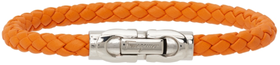 Shop Ferragamo Orange Leather Bracelet In Zestorange Tg17