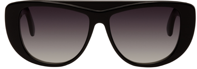 Shop Alaïa Black Oversized Mask Sunglasses In 001 Black