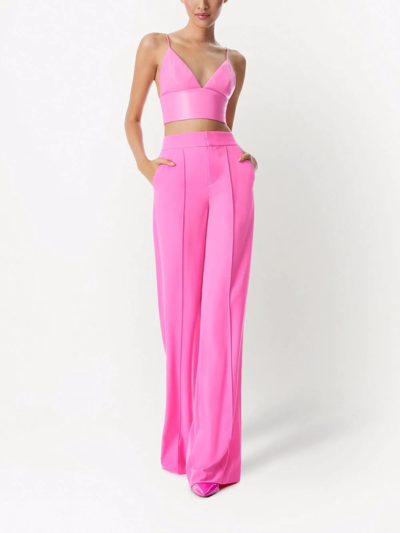 Alice And Olivia Dylan Crepe High-waist Wide-leg Pants In Rosa