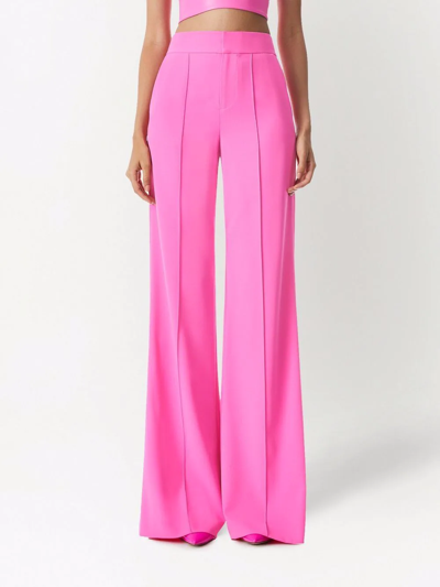 Alice And Olivia Dylan Crepe High-waist Wide-leg Pants In Rosa