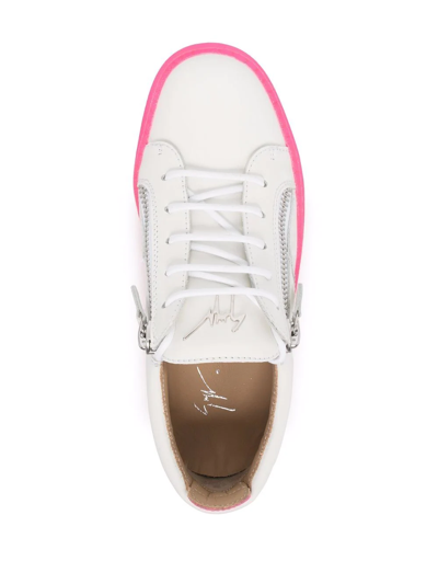 Shop Giuseppe Zanotti Zip-detail Low-top Sneakers In White