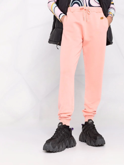 Shop Kenzo Tiger-patch Cotton Joggers In Rosa