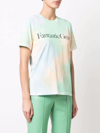 Msgm Fantastic Green Tie Dye Cotton T-shirt In Green