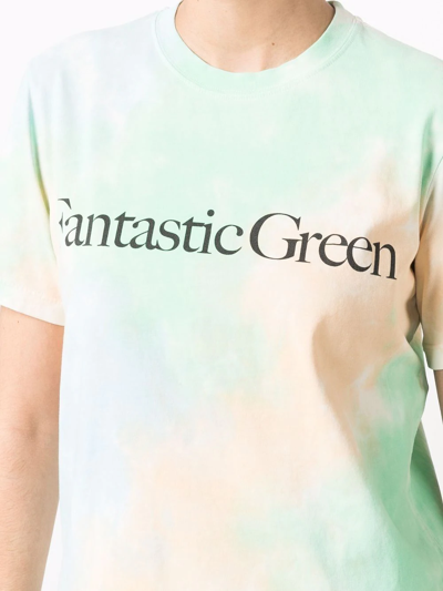 Msgm Fantastic Green Tie Dye Cotton T-shirt In Green