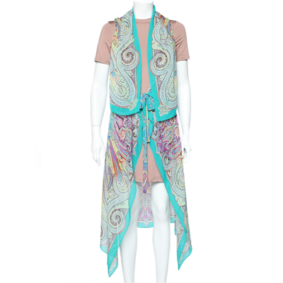 Pre-owned Etro Multicolor Paisley Printed Silk Beach Coverup (one Size)