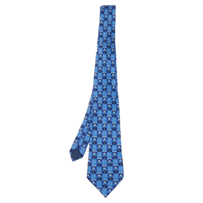 Pre-owned Lanvin Blue Floral Motif Silk Tie