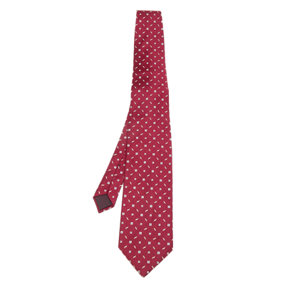 Pre-owned Lanvin Red Floral Pattern Silk Satin Tie