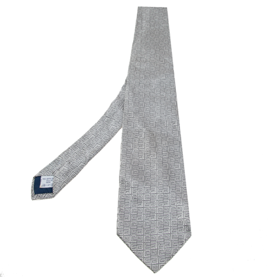 Pre-owned Givenchy Silver Gg Patterned Jacquard Silk Tie