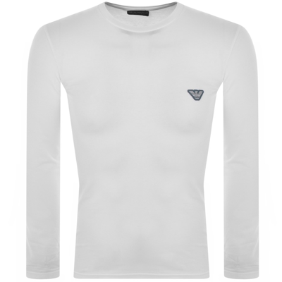Shop Armani Collezioni Emporio Armani Lounge Long Sleeve T Shirt White