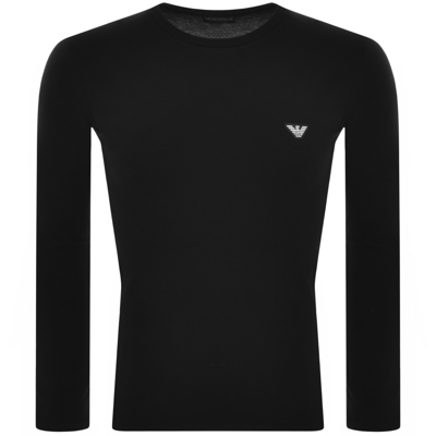 Shop Armani Collezioni Emporio Armani Long Sleeve Lounge T Shirt Black