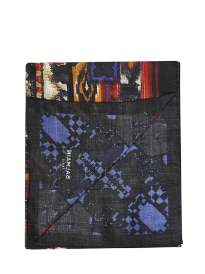 Balmain Abstract-print Scarf In Red