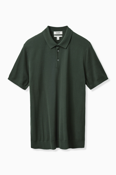 Shop Cos Short-sleeved Knitted Polo In Green