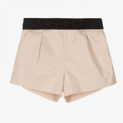 Shop Moncler Beige Cotton Sateen Shorts