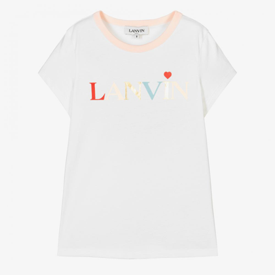Shop Lanvin Girls Organic Cotton T-shirt In White