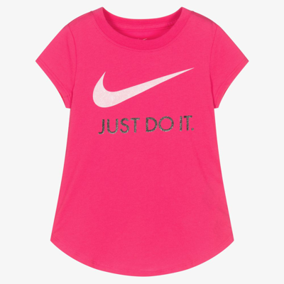 Shop Nike Girls Pink Cotton T-shirt