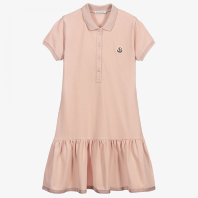 Shop Moncler Girls Teen Pink Logo Polo Dress