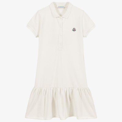 Shop Moncler Girls Teen Ivory Logo Polo Dress