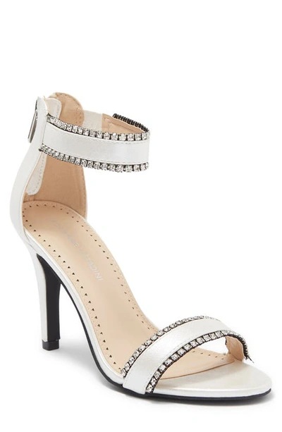 Shop Adrienne Vittadini Gracy Leather Embellished Stiletto Sandal In White