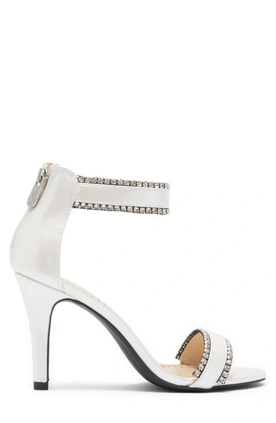 Shop Adrienne Vittadini Gracy Leather Embellished Stiletto Sandal In White